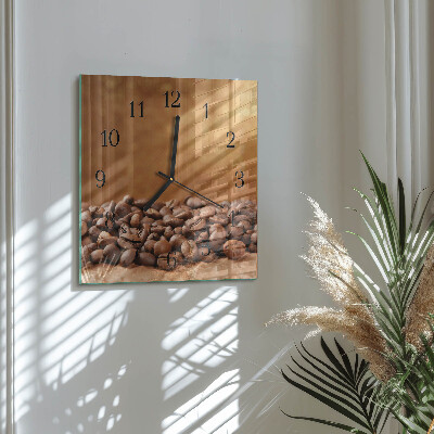 Glass clock square Coffee beans