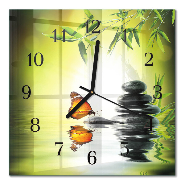 Glass wall clock square Nature