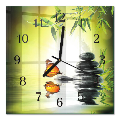 Glass wall clock square Nature
