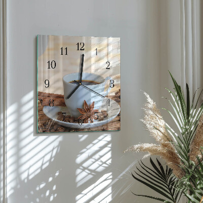 Glass clock square Coffee