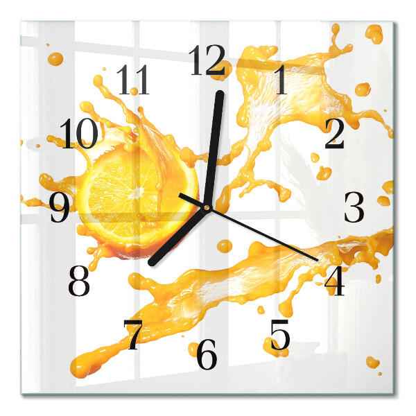 Glass clock square Orange juice