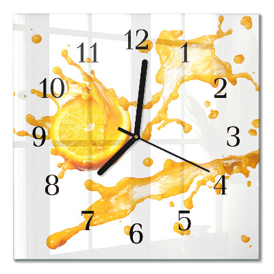 Glass clock square Orange juice