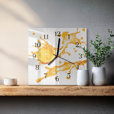 Glass clock square Orange juice