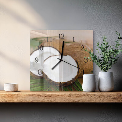 Glass wall clock square Coconuts
