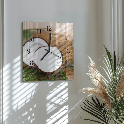 Glass wall clock square Coconuts
