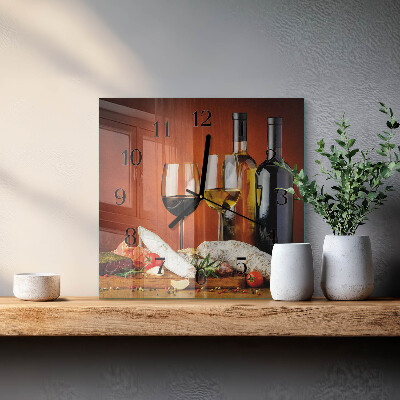 Square kitchen clock Wine
