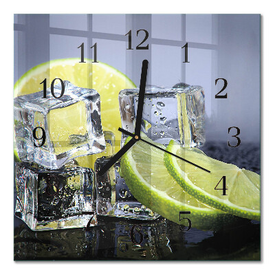 Glass clock square Citrus fruits
