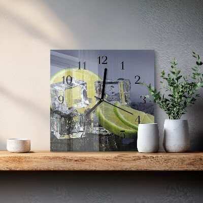 Glass clock square Citrus fruits