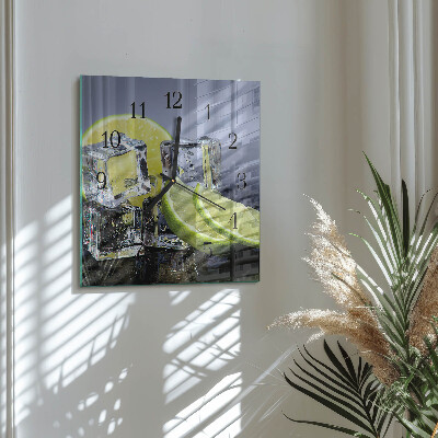 Glass clock square Citrus fruits