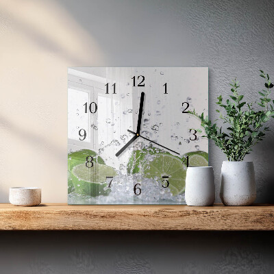 Glass wall clock square Limes