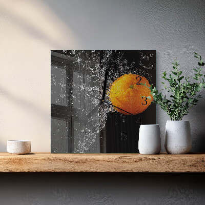 Square kitchen clock Orange