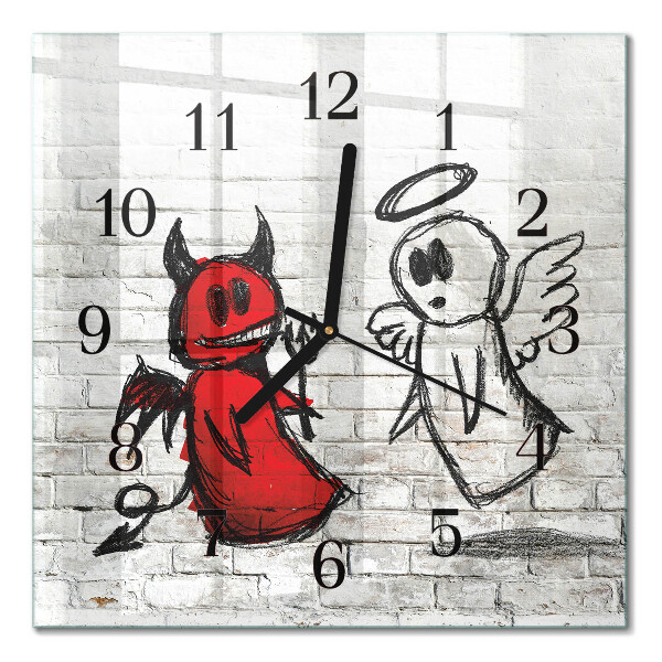 Square kitchen clock Angel Devil