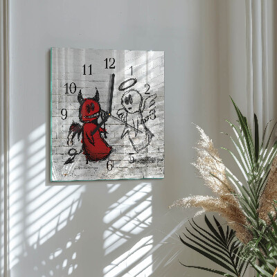 Square kitchen clock Angel Devil