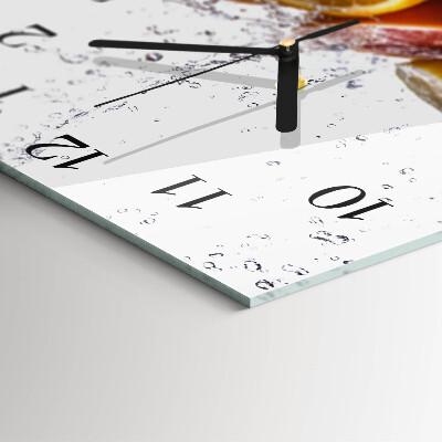 Glass clock square Oranges
