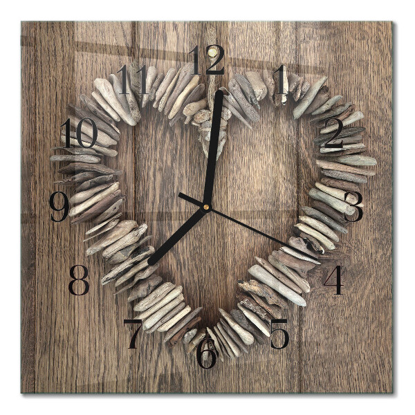 Glass wall clock square Heart