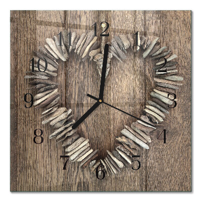 Glass wall clock square Heart