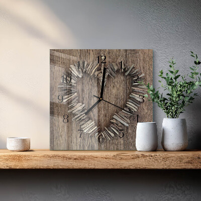 Glass wall clock square Heart