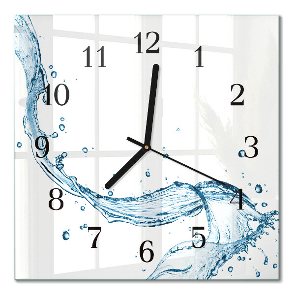 Glass wall clock square Water