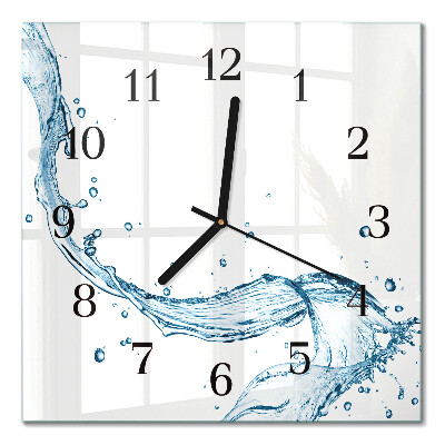 Glass wall clock square Water