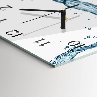 Glass wall clock square Water