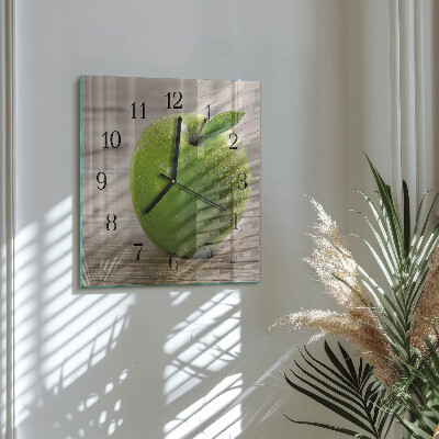 Glass wall clock square Apples