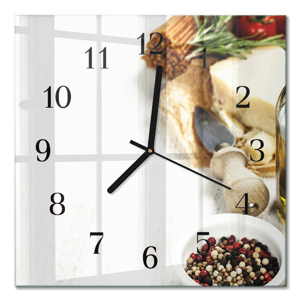 Glass wall clock square Pasta