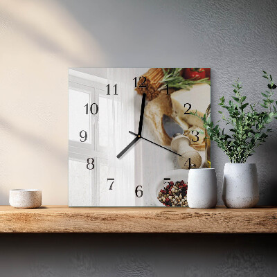 Glass wall clock square Pasta
