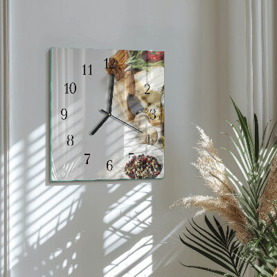 Glass wall clock square Pasta