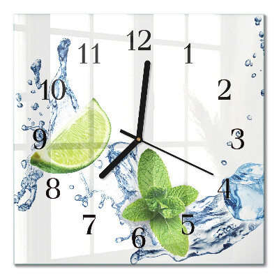Square kitchen clock Mint with lime