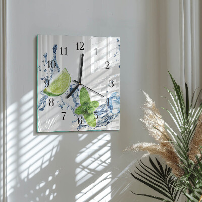 Square kitchen clock Mint with lime