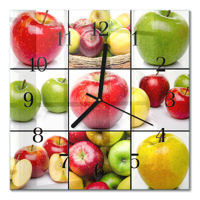 Square kitchen clock Apples