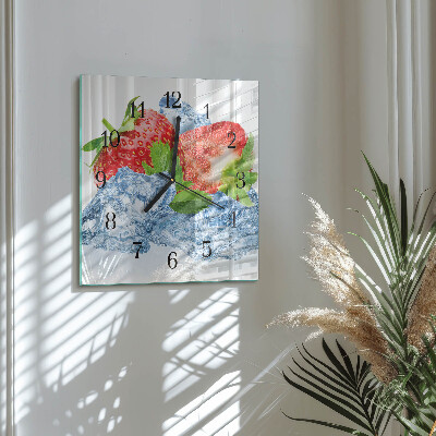 Square kitchen clock Strawberry ice cream