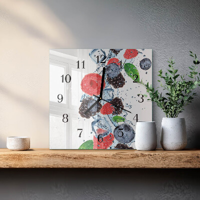 Glass wall clock square Fruit ice cream