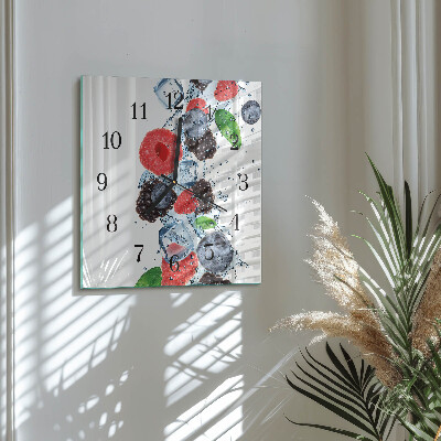 Glass wall clock square Fruit ice cream