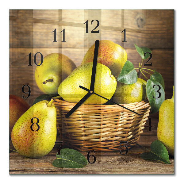Glass clock square Pears