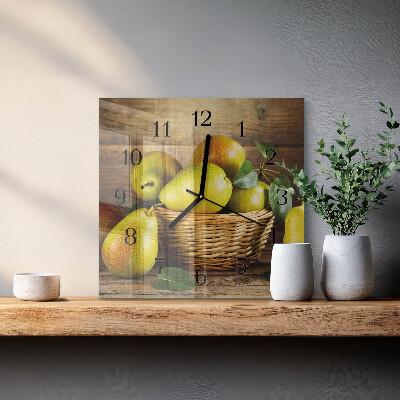 Glass clock square Pears