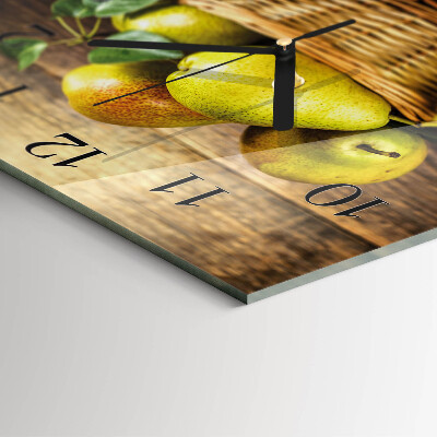 Glass clock square Pears