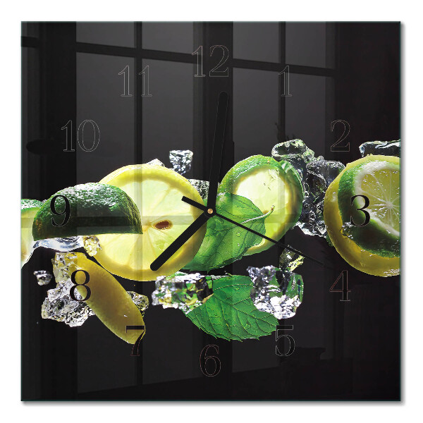 Square kitchen clock Lemon and lime