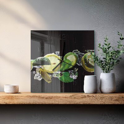 Square kitchen clock Lemon and lime
