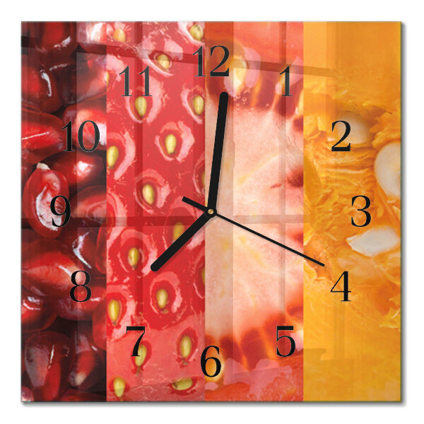 Glass clock square Fruit