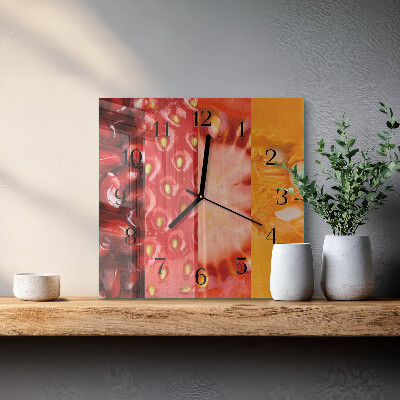 Glass clock square Fruit