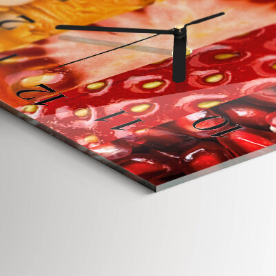 Glass clock square Fruit