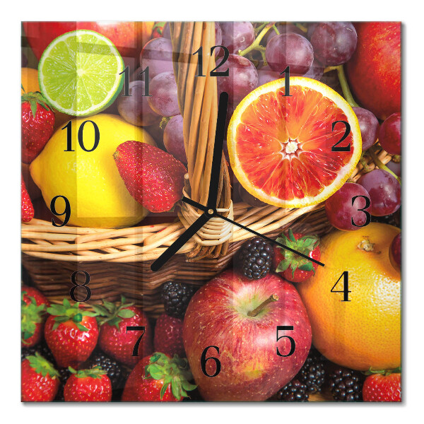 Glass wall clock square Fruit