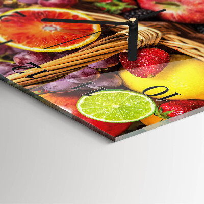 Glass wall clock square Fruit