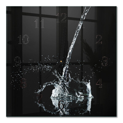 Glass clock square Water