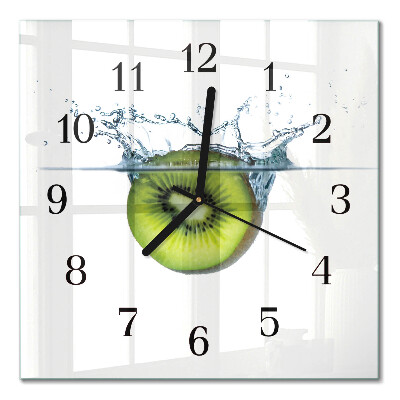 Glass wall clock square Kiwi