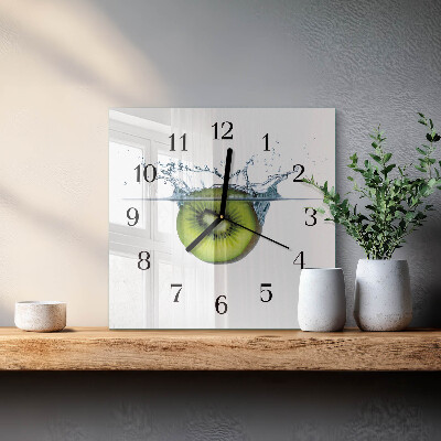 Glass wall clock square Kiwi