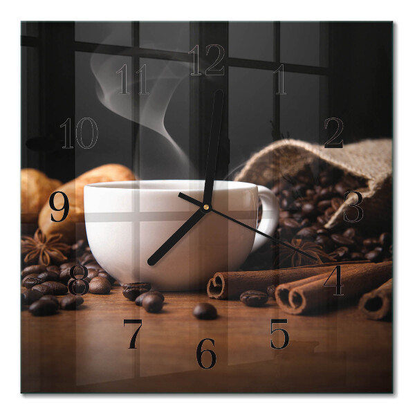 Glass clock square Coffee