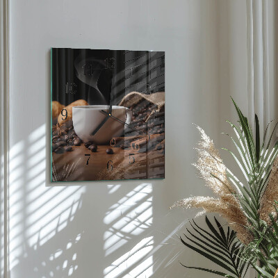 Glass clock square Coffee