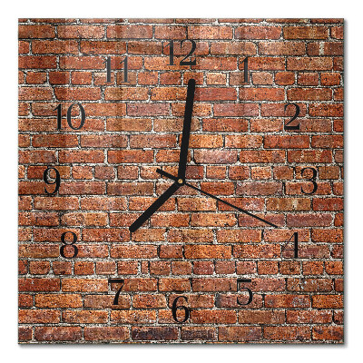 Glass wall clock square Brick
